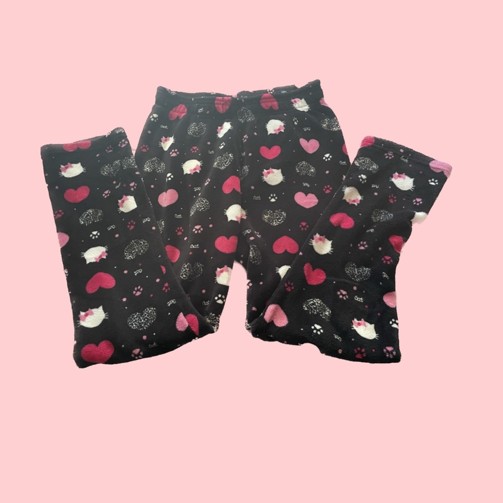 cute black hello kitty fleece pajama pants